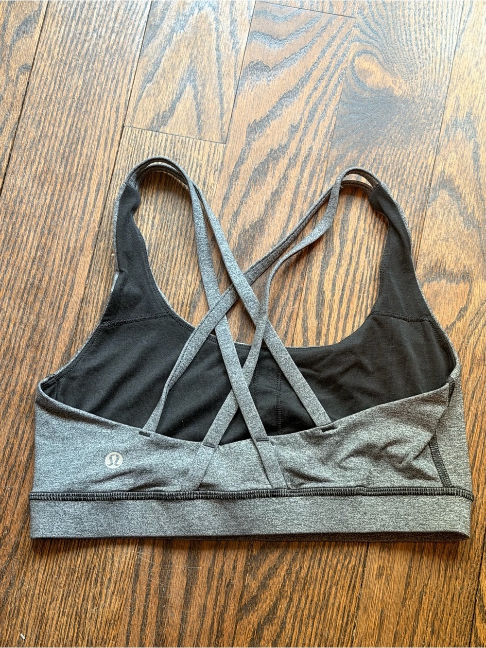 lululemon athletica Crossback Strappy Sports Bra in Black and Heather Gray